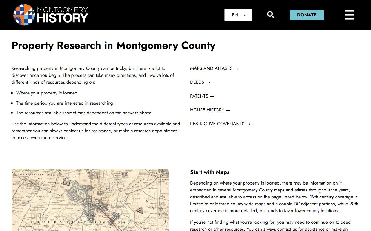 Montgomery History Society property research guide for Bethesda deed records