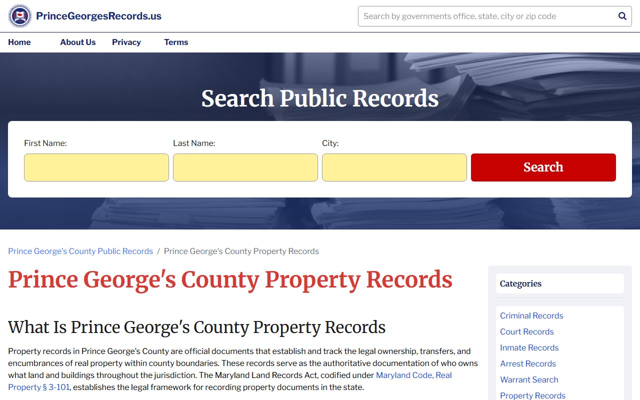 Prince George's property records portal for Bowie deed research