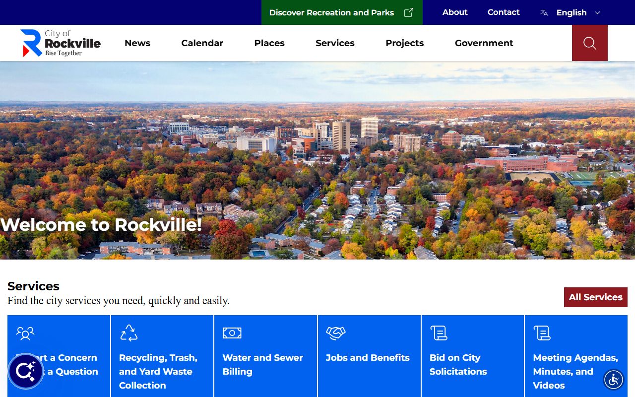 Rockville City government website for city-related property questions
