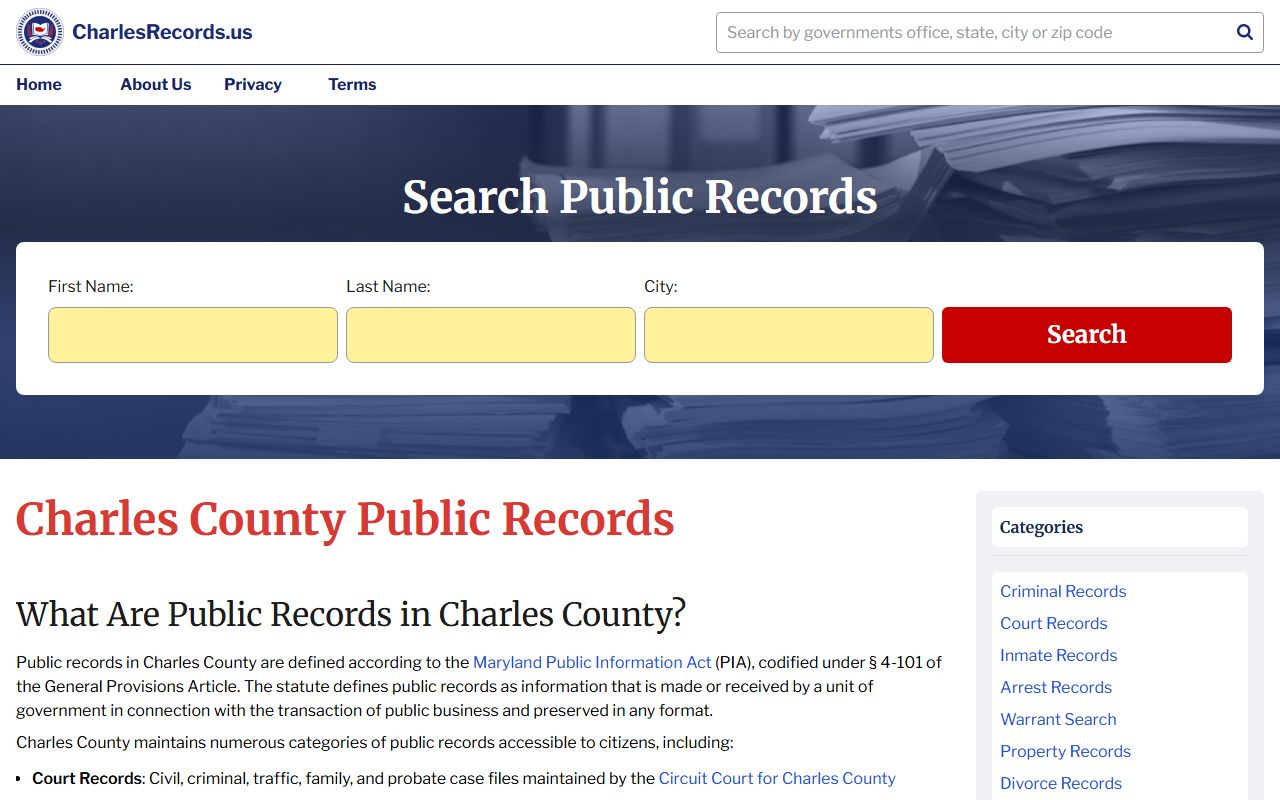 Charles County Records Portal for property and deed searches