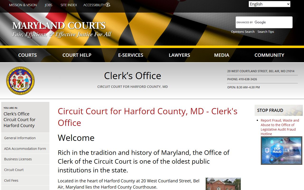 Harford County Circuit Court clerk website for deed records