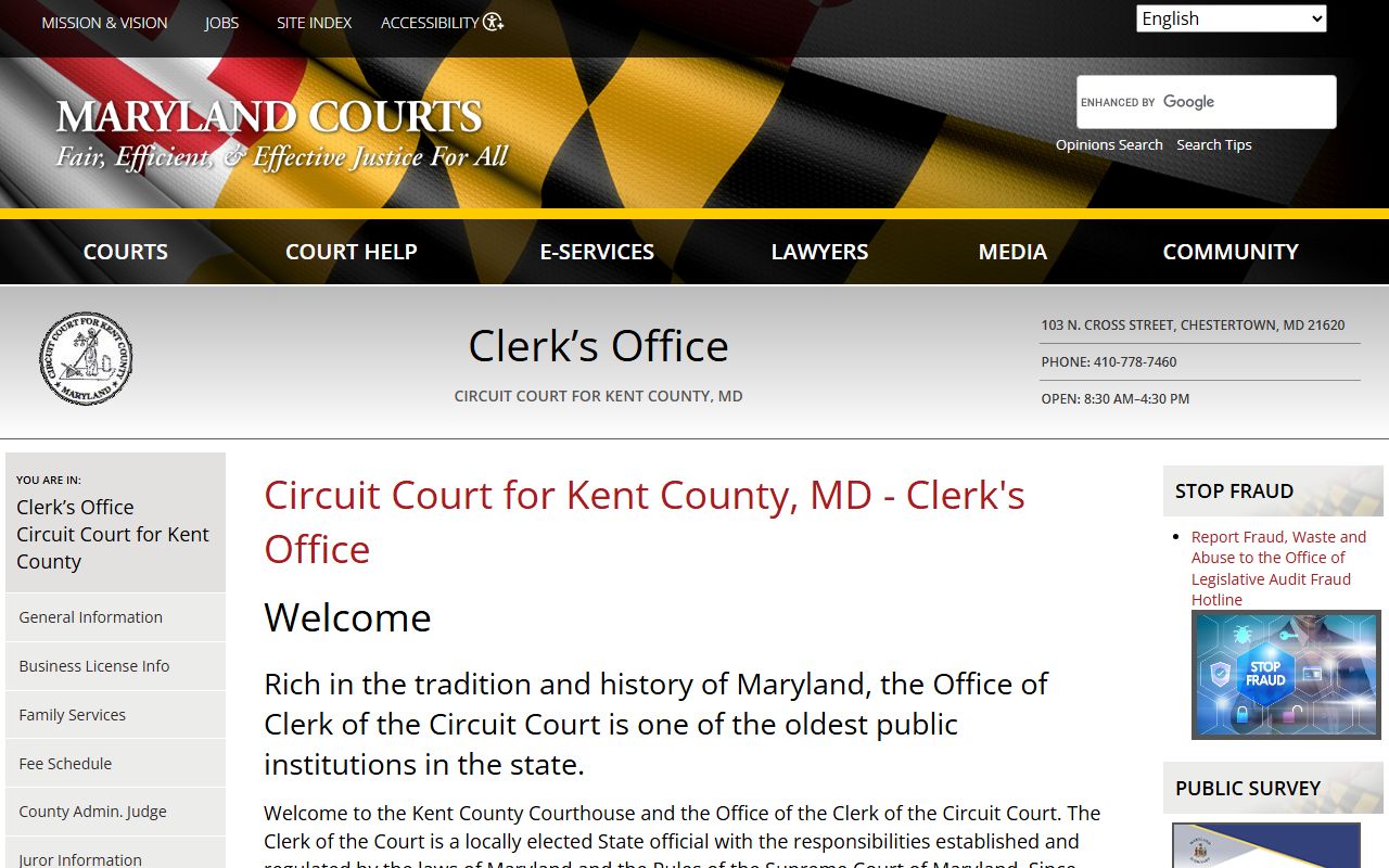 Kent County Circuit Court Clerk website showing deed records information