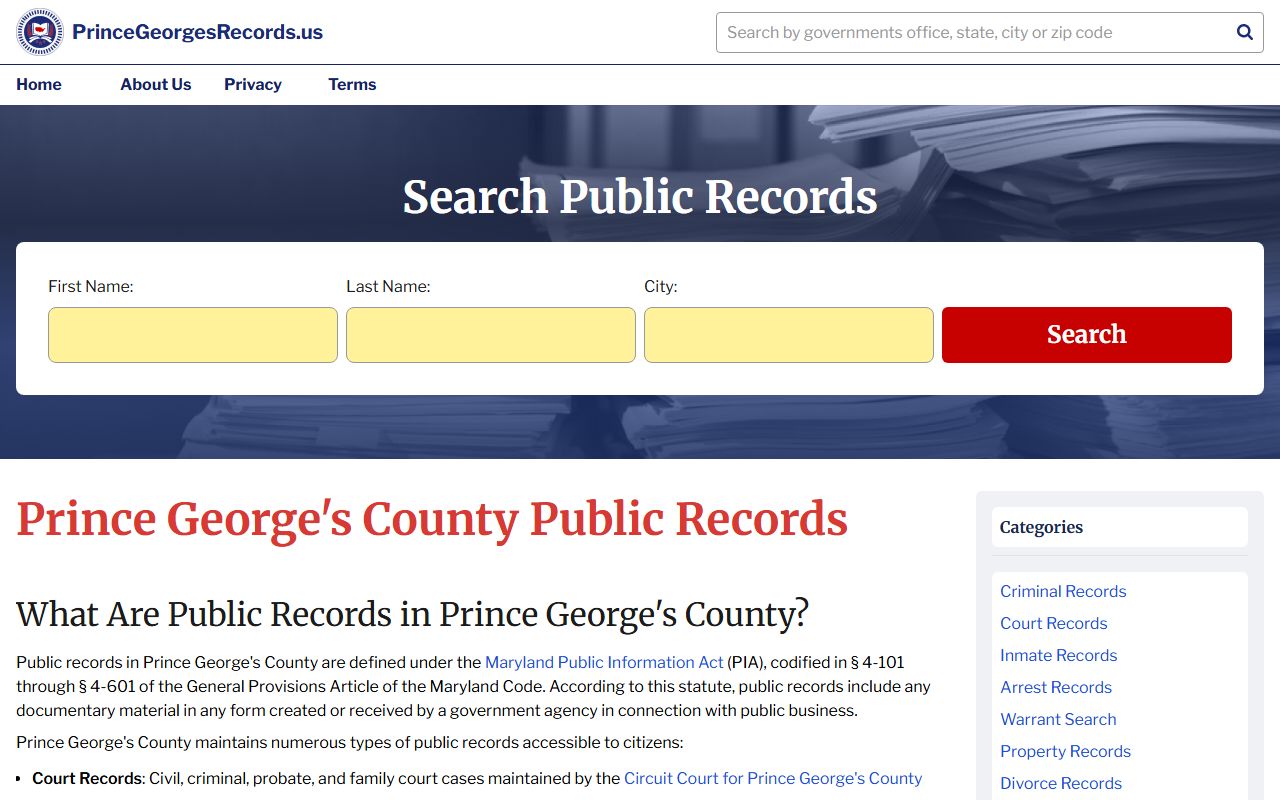 Prince George's County property records portal for deed and land records searches
