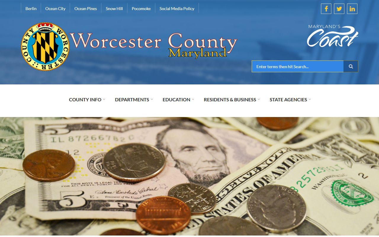 Worcester County Treasurer's Office website for deed validation and deed records processing